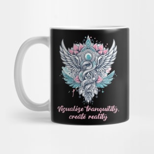 Visualise tranquility, create reality. Law of attraction quote, boho yoga Mug